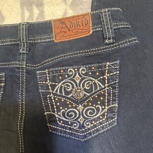 664.  Adiktd Women's Embellished Blue Boot Cut Jeans size 29